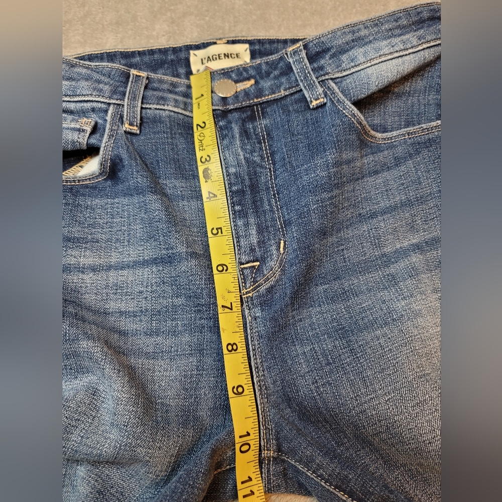 L’AGENCE Ruth High Rise Straight Jeans Mesa Wash Raw Hem Size 29 - Picture 6 of 11